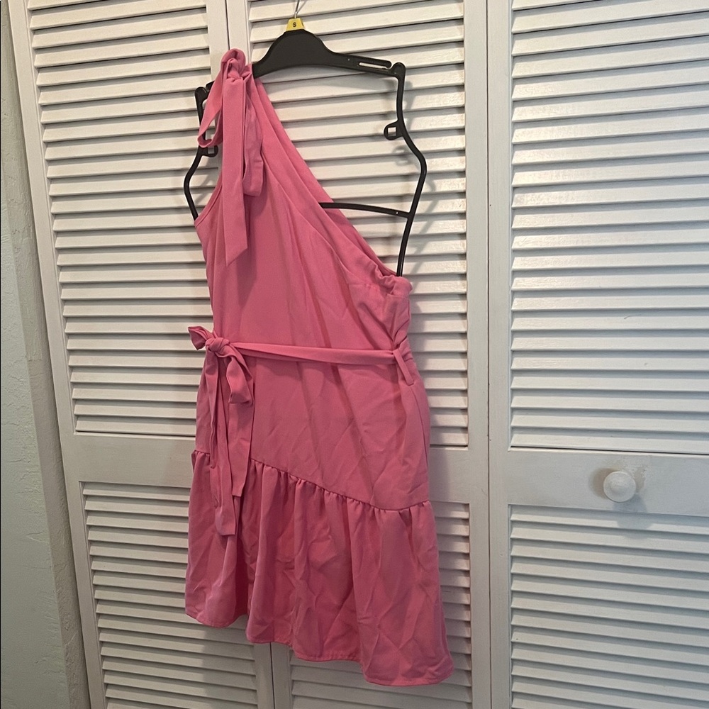 SHEIN Pink One Shoulder Dress